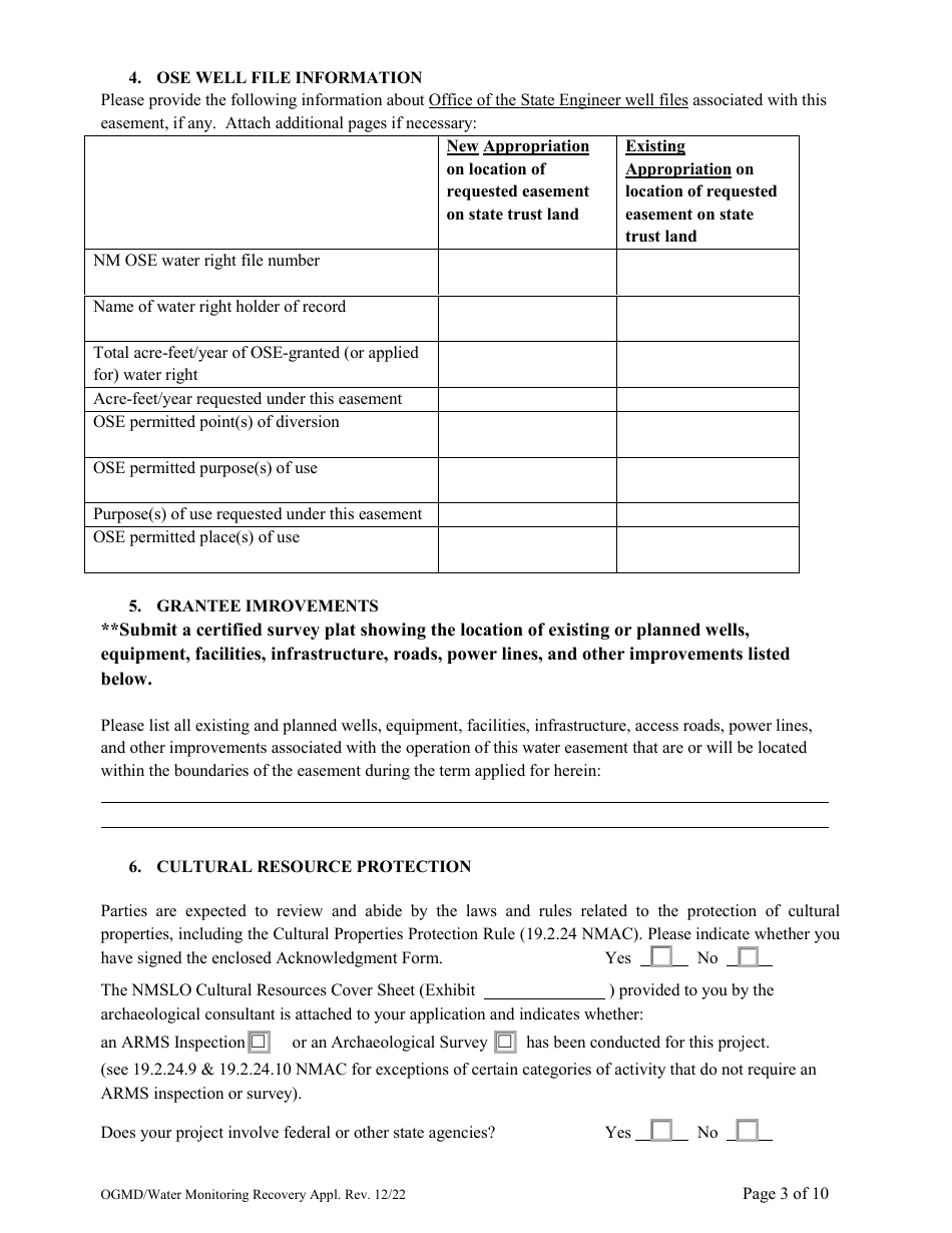 Application for Water Monitoring / Recovery Well Easement - New Mexico, Page 3