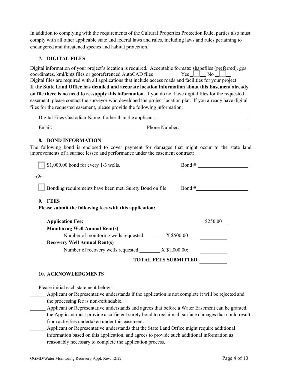 Application for Water Monitoring / Recovery Well Easement - New Mexico, Page 4