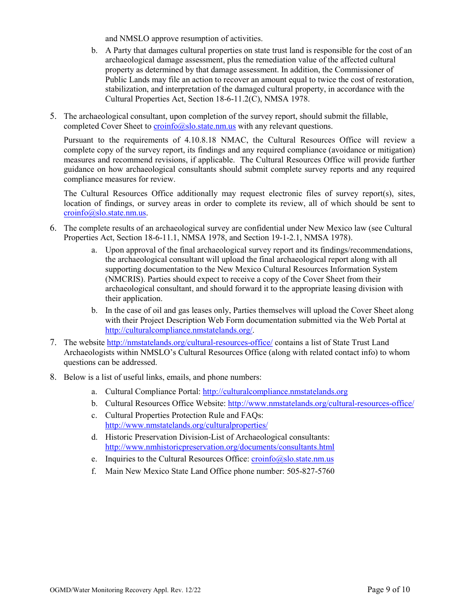 Application for Water Monitoring / Recovery Well Easement - New Mexico, Page 9