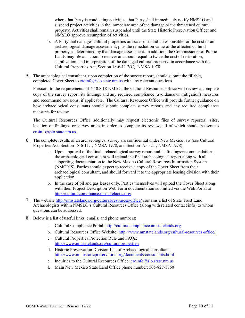 Application for Renewal of Water Easement - New Mexico, Page 10