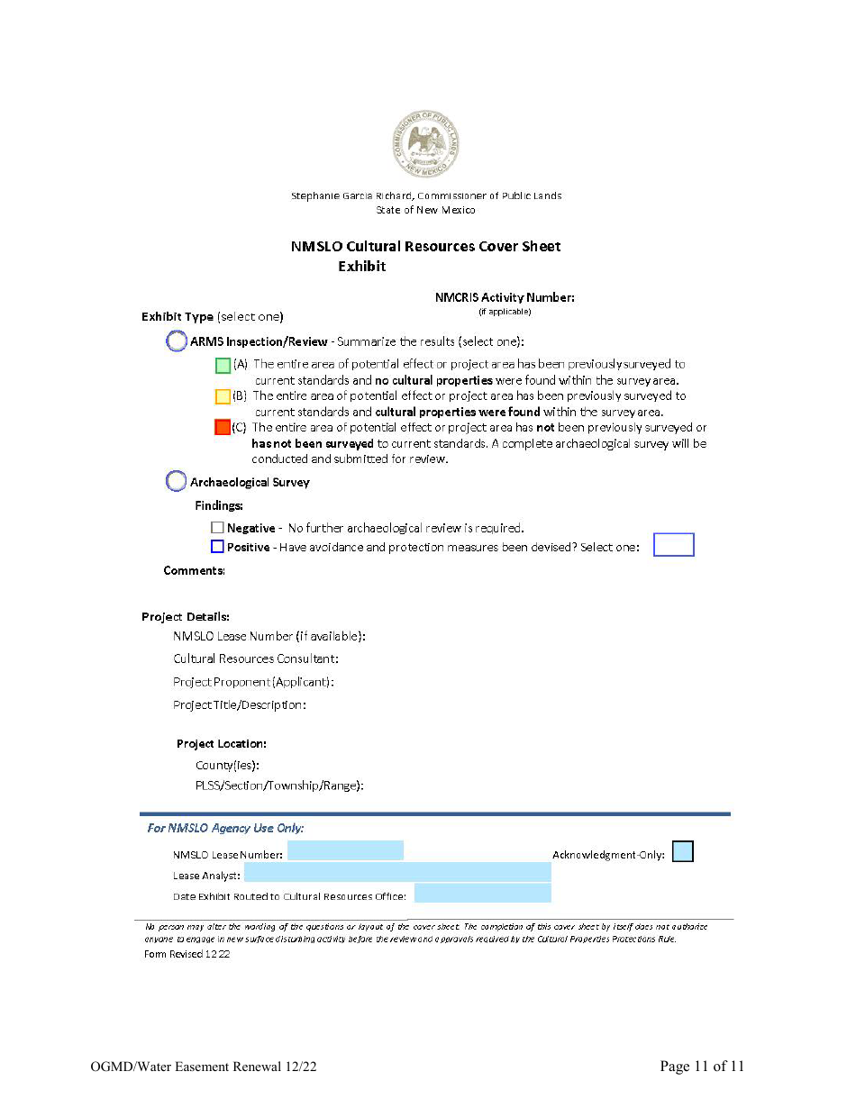 Application for Renewal of Water Easement - New Mexico, Page 11