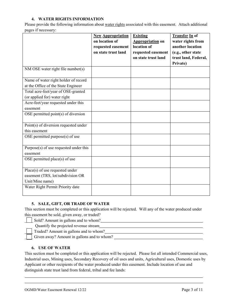 Application for Renewal of Water Easement - New Mexico, Page 3