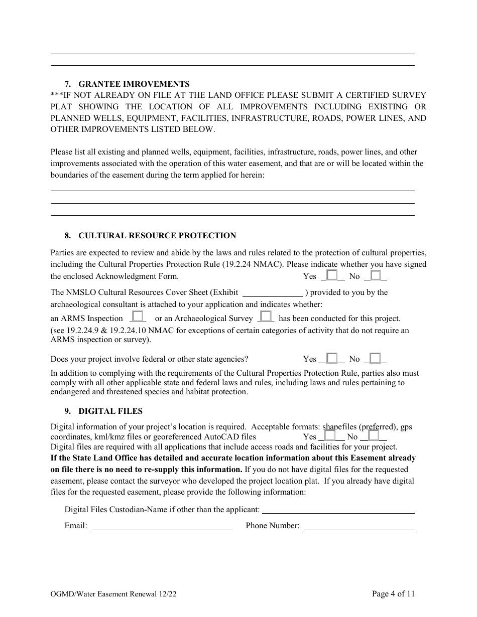 Application for Renewal of Water Easement - New Mexico, Page 4