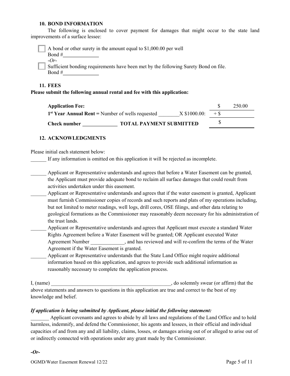 Application for Renewal of Water Easement - New Mexico, Page 5