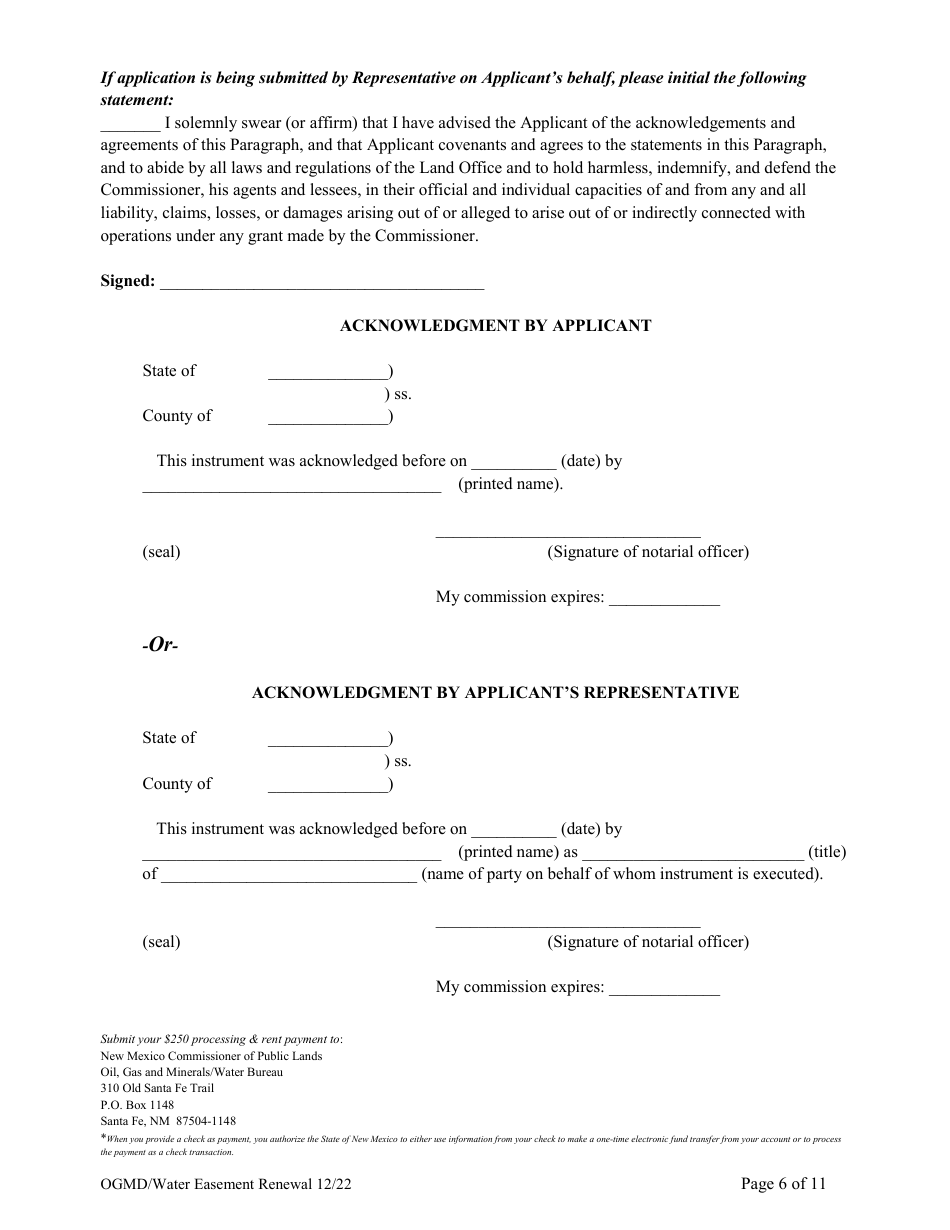 Application for Renewal of Water Easement - New Mexico, Page 6