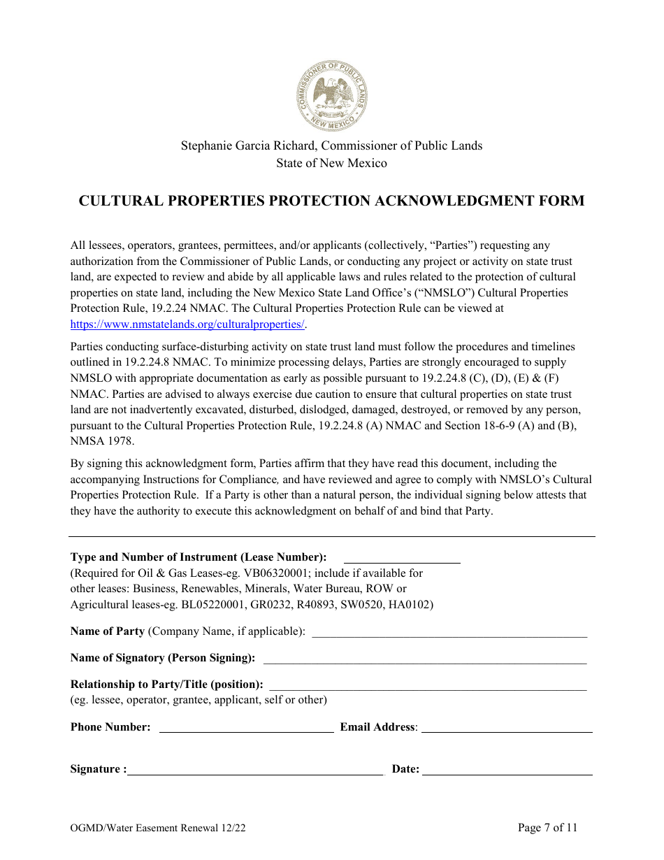 Application for Renewal of Water Easement - New Mexico, Page 7