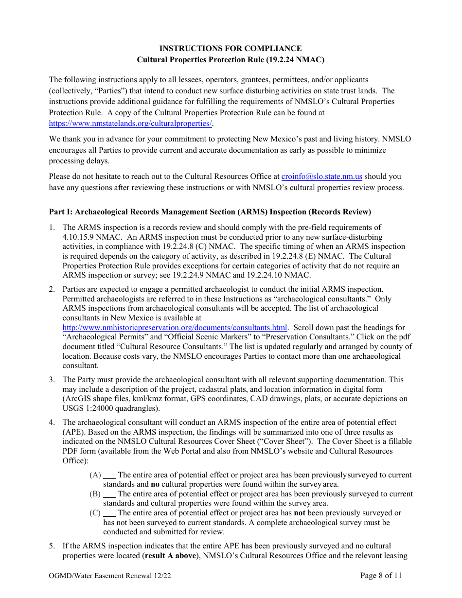 Application for Renewal of Water Easement - New Mexico, Page 8