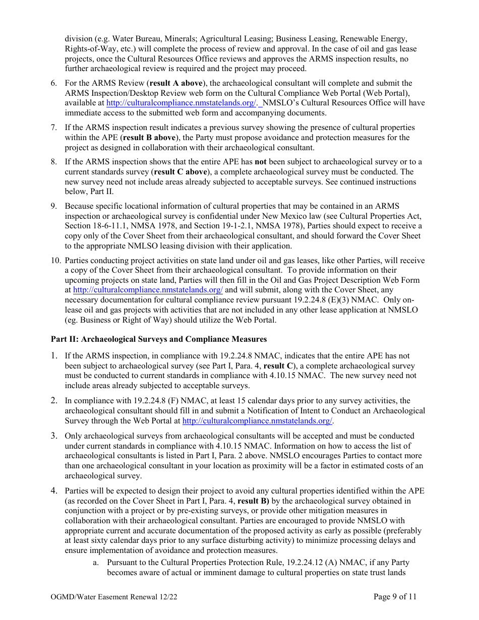 Application for Renewal of Water Easement - New Mexico, Page 9