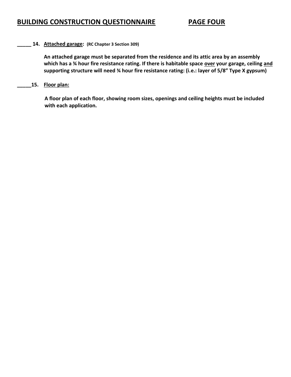 Building Construction Questionnaire - Town of Clayton, New York, Page 4