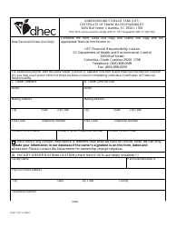 Document preview: DHEC Form 3472 Certificate of Financial Responsibility - South Carolina