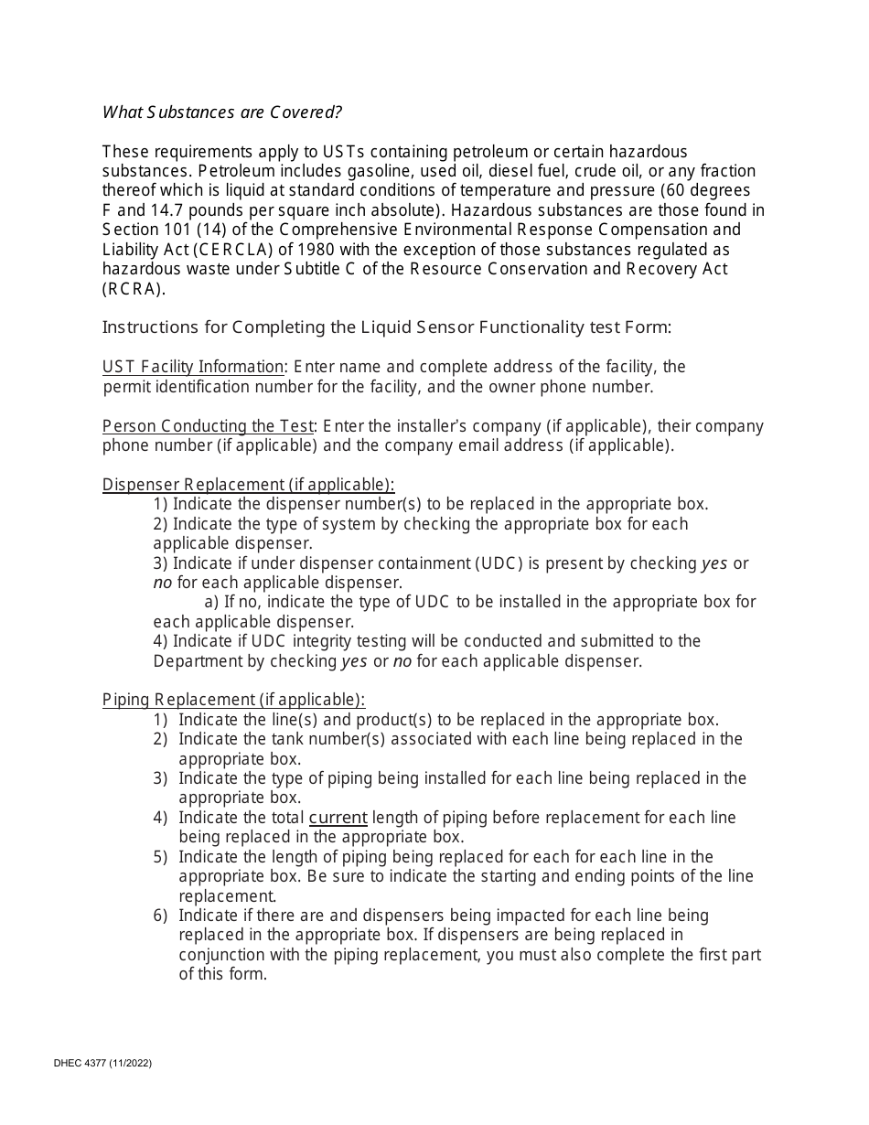 DHEC Form 4377 Change of Service Form - South Carolina, Page 3
