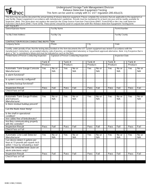DHEC Form 3188  Printable Pdf