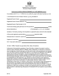 Document preview: Form MV14 Authorization to Drive a Vehicle of Deceased Owner Until Registration Expires - Delaware