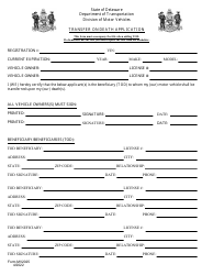 Document preview: Form MV2025 Transfer on Death Application - Delaware