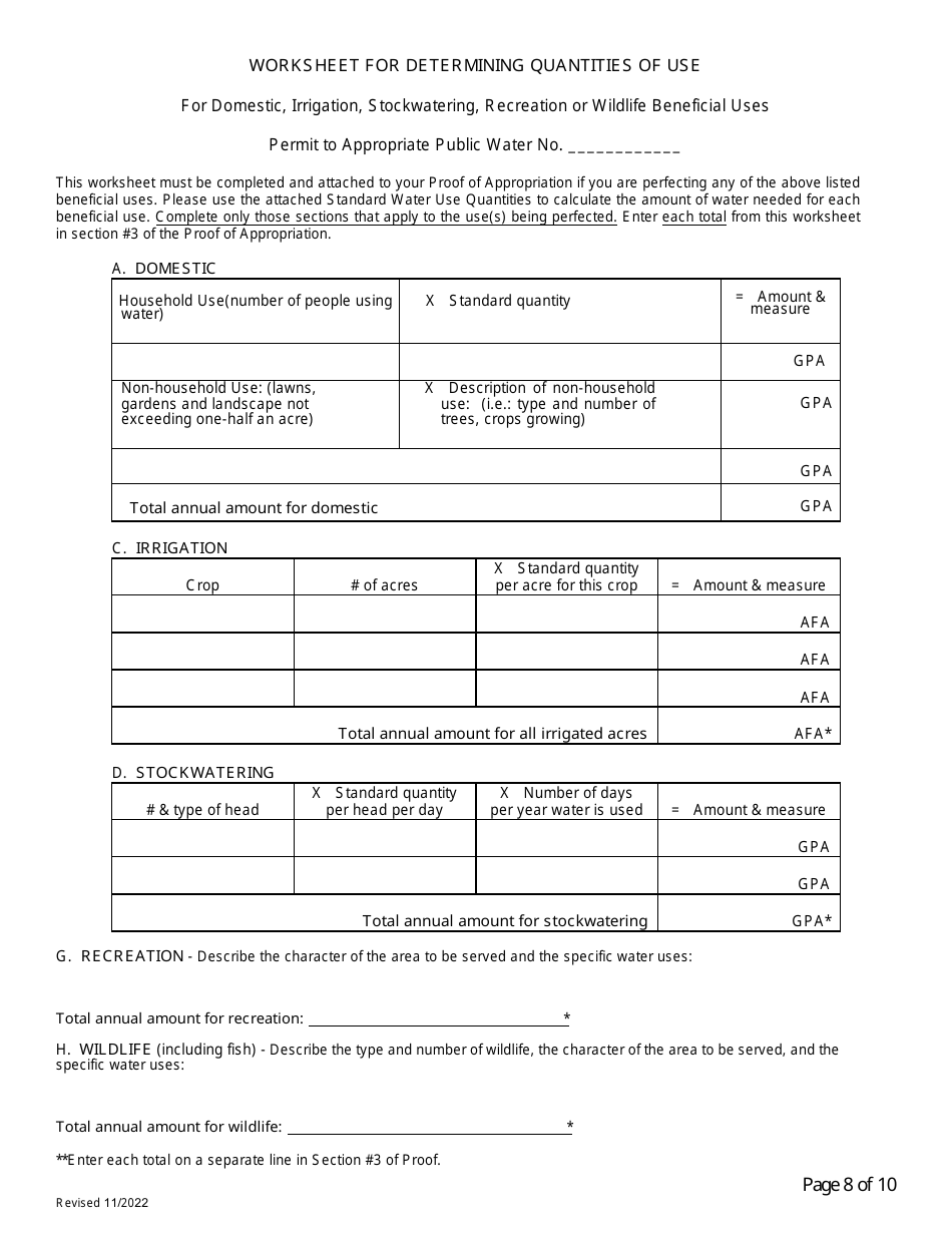 Application for Certificate of Water Right (Proof of Appropriation) of Water - Arizona, Page 8