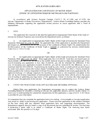 Application for Certificate of Water Right (Proof of Appropriation) of Water for Instream Flow Purposes - Arizona