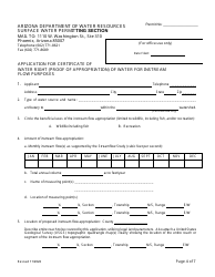 Application for Certificate of Water Right (Proof of Appropriation) of Water for Instream Flow Purposes - Arizona, Page 4