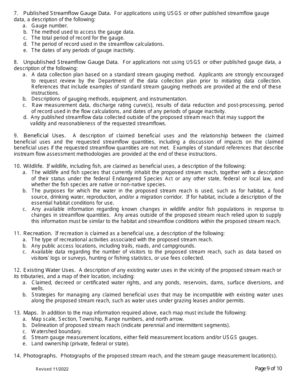 Application for Permit to Appropriate Public Water of the State of Arizona for Instream Flow Purposes - Arizona, Page 9