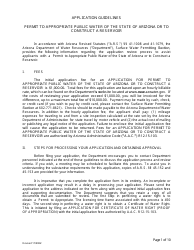 Document preview: Application for Permit to Appropriate Public Water of the State of Arizona or to Construct a Reservoir - Arizona