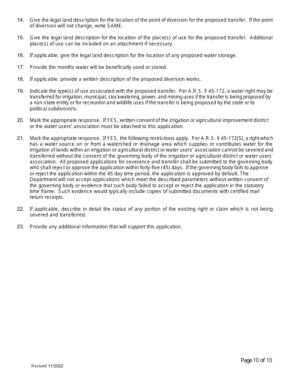 Application to Sever and Transfer - Arizona, Page 10