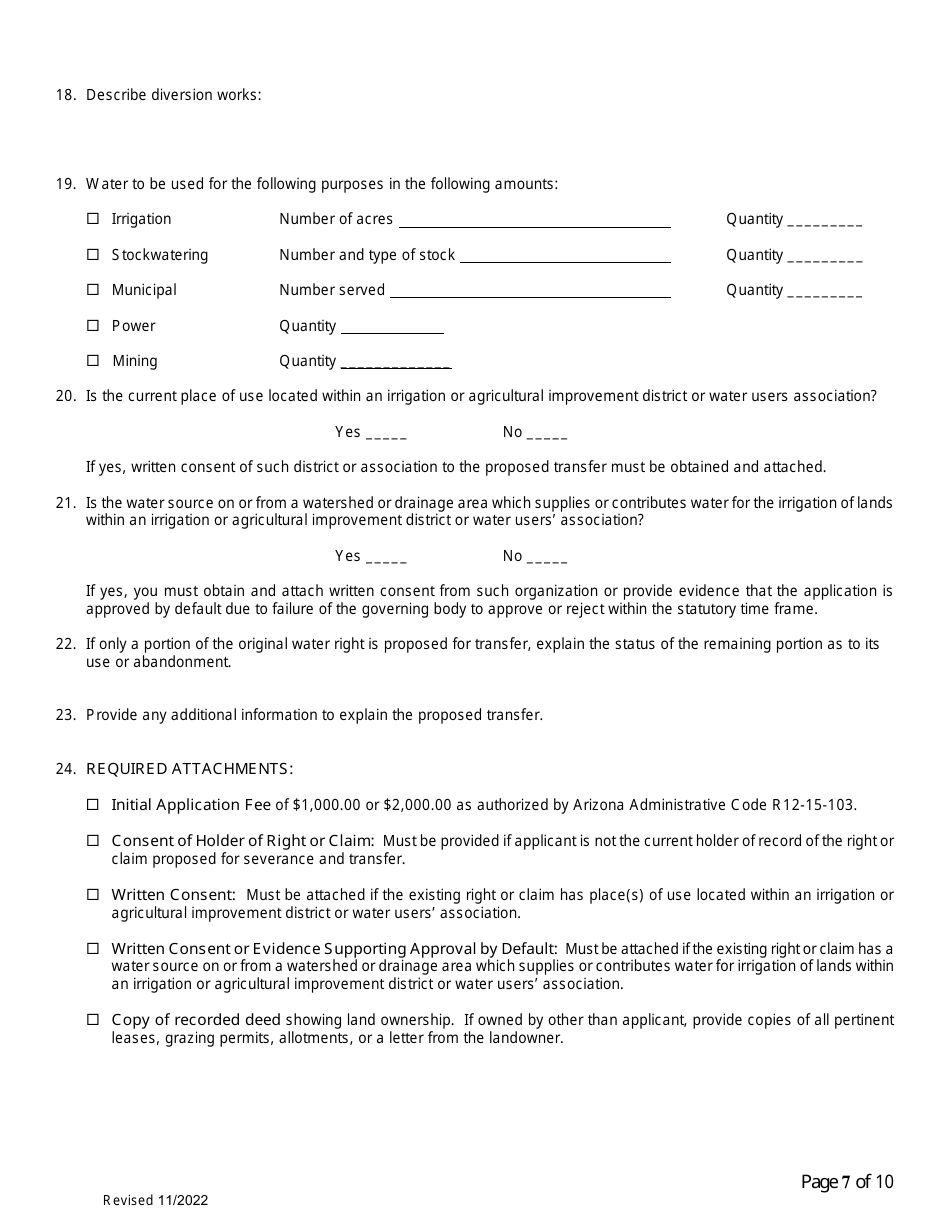 Application to Sever and Transfer - Arizona, Page 7