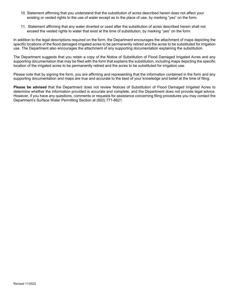 Notice of Substitution of Flood Damaged Irrigated Acres - Arizona, Page 2