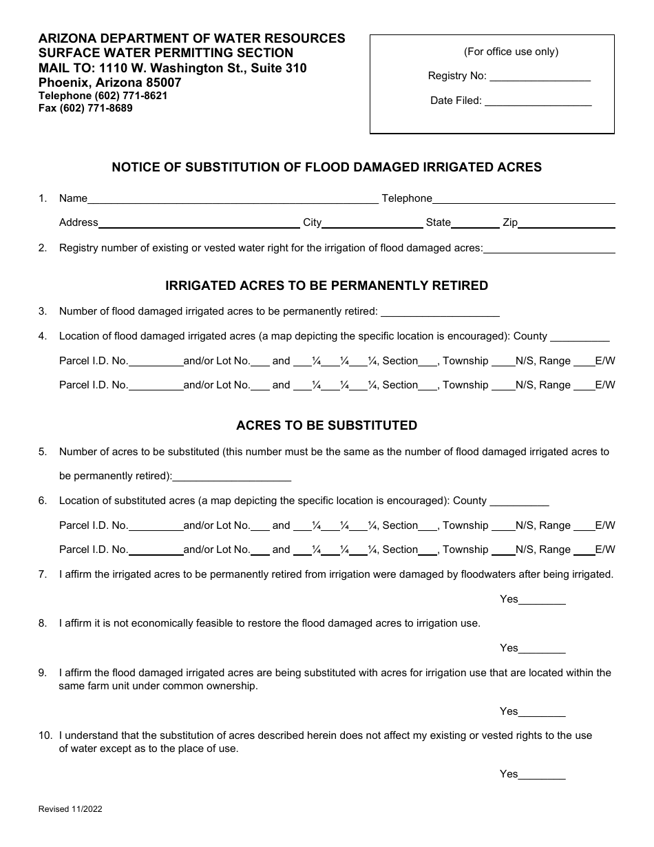 Notice of Substitution of Flood Damaged Irrigated Acres - Arizona, Page 3
