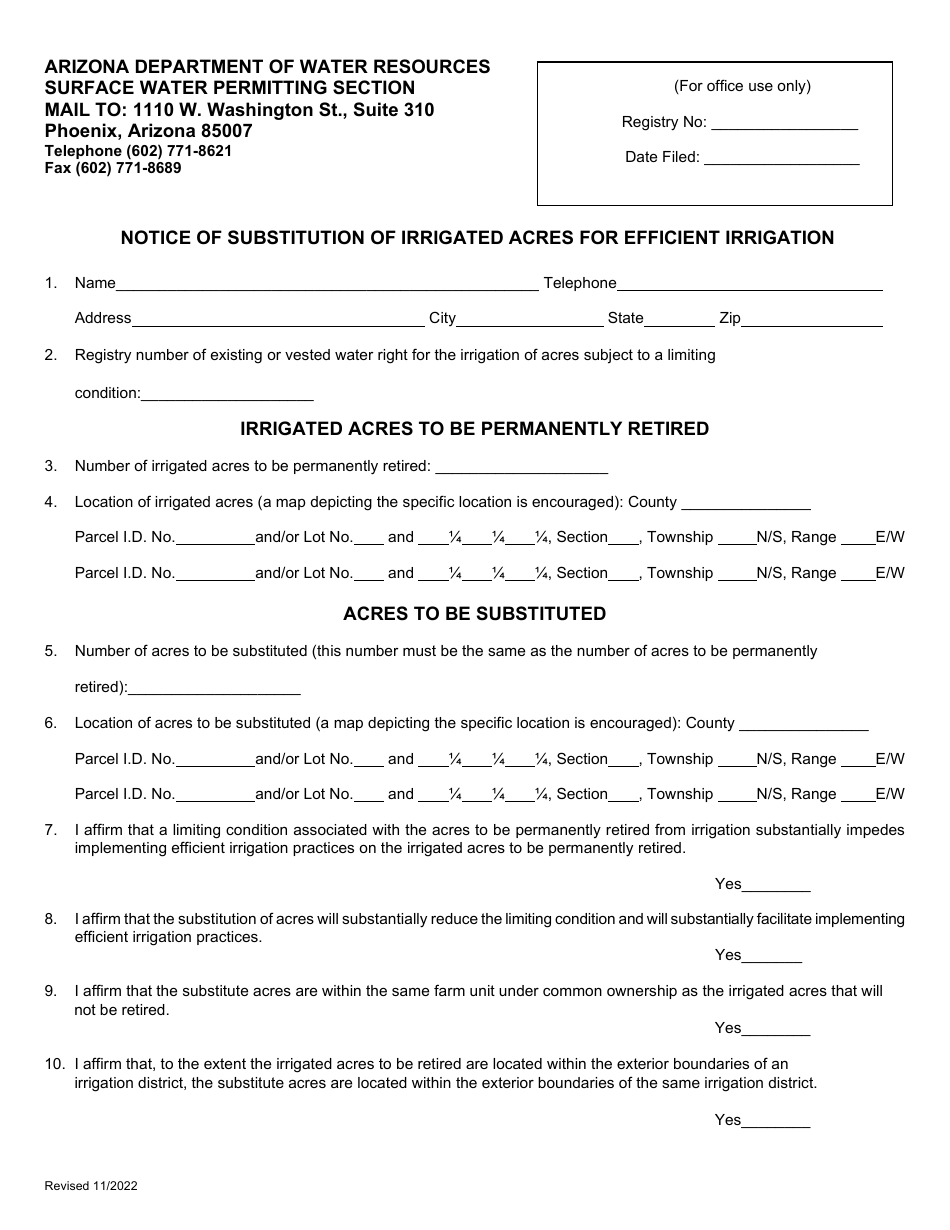 Notice of Substitution of Irrigated Acres for Efficient Irrigation - Arizona, Page 3