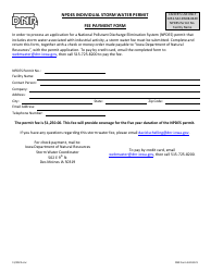 Document preview: DNR Form 542-8121 Npdes Individual Storm Water Permit - Fee Payment Form - Iowa