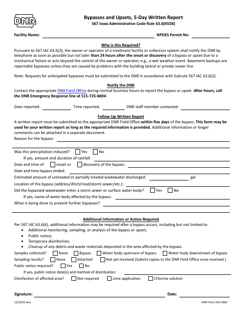 DNR Form 542-0681  Printable Pdf