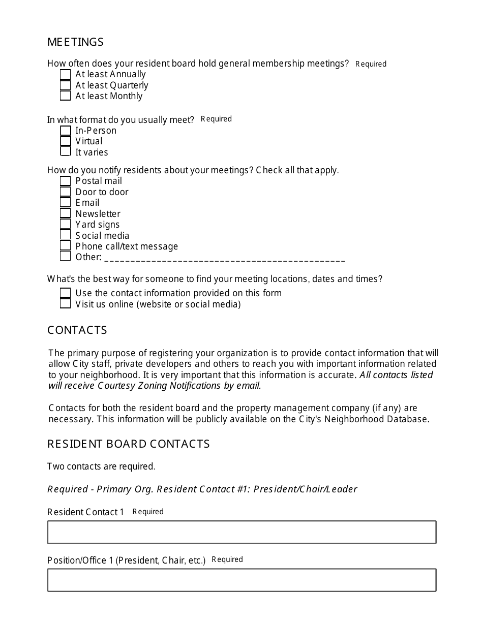Update Form - Mandatory Neighborhood Organization - City of Fort Worth, Texas, Page 3