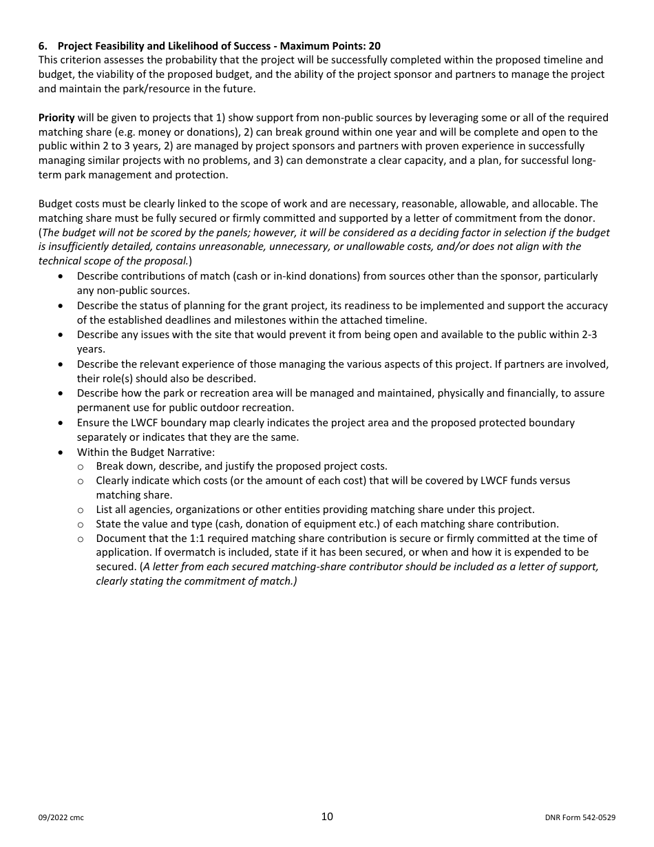 DNR Form 542-0529 Outdoor Recreation Legacy Partnership (Orlp) Program Application - Iowa, Page 10