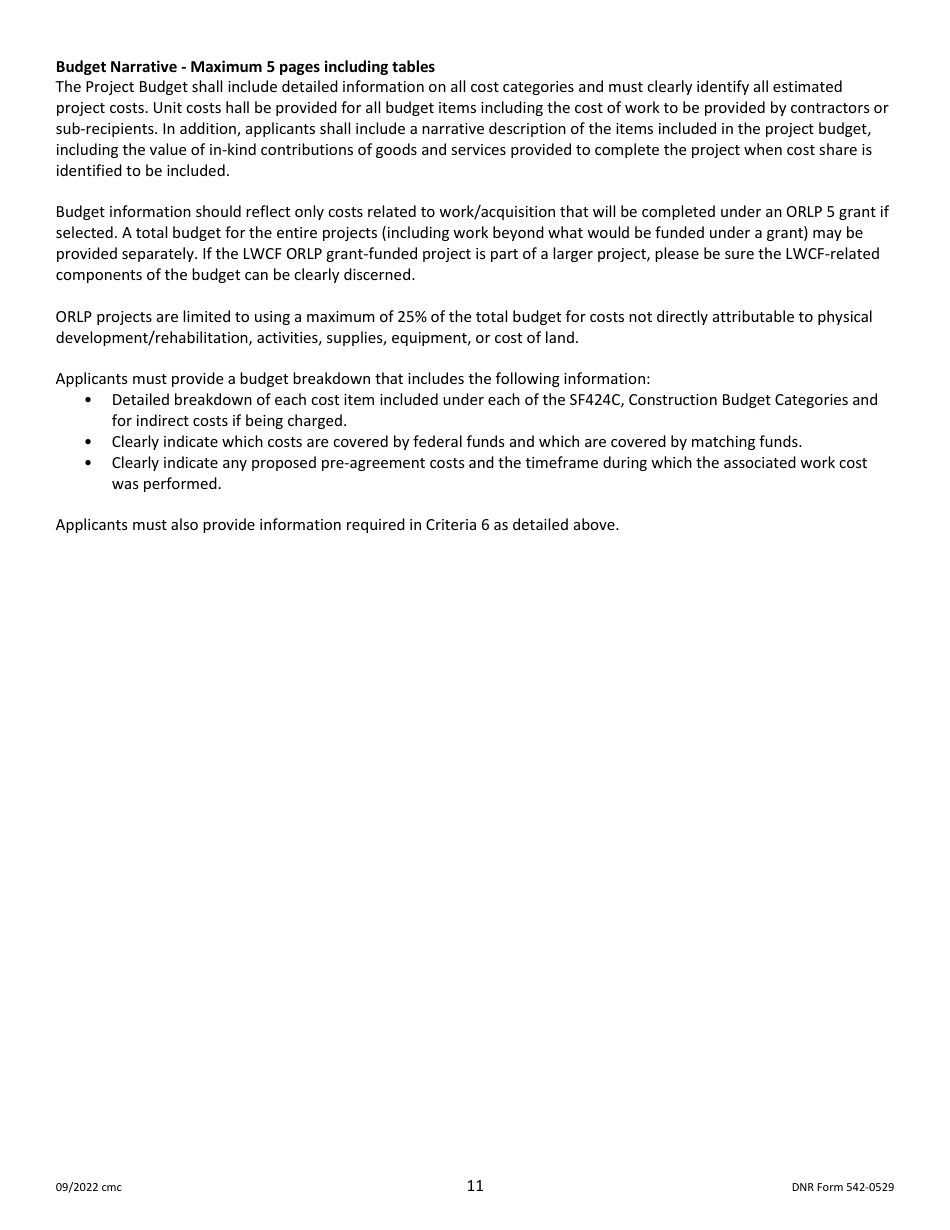 DNR Form 542-0529 Outdoor Recreation Legacy Partnership (Orlp) Program Application - Iowa, Page 11