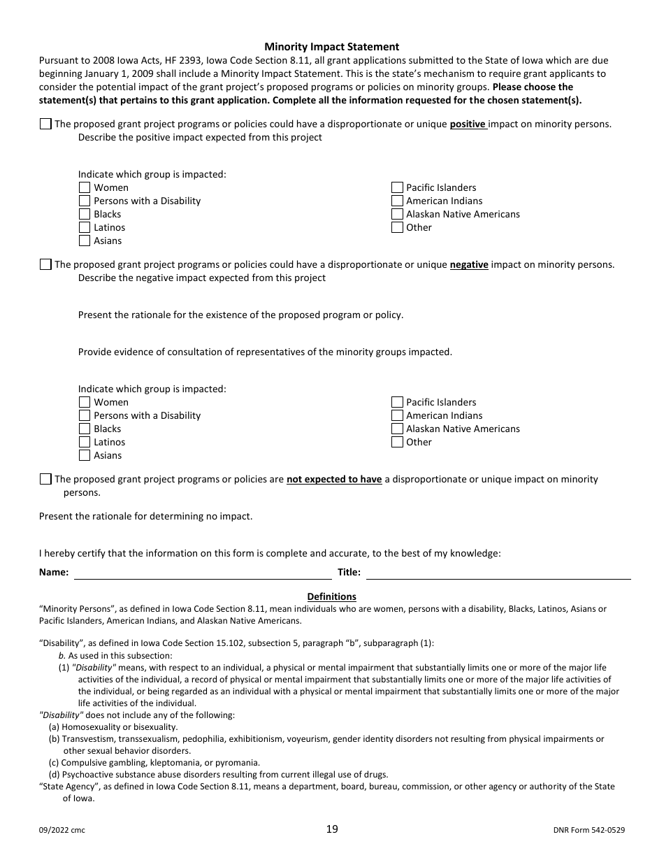 DNR Form 542-0529 Outdoor Recreation Legacy Partnership (Orlp) Program Application - Iowa, Page 19