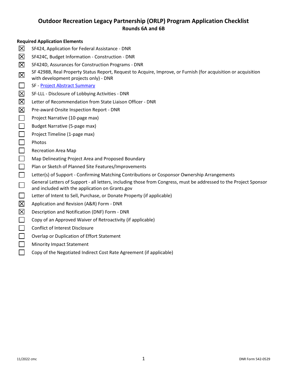DNR Form 542-0529 Outdoor Recreation Legacy Partnership (Orlp) Program Application - Iowa, Page 1