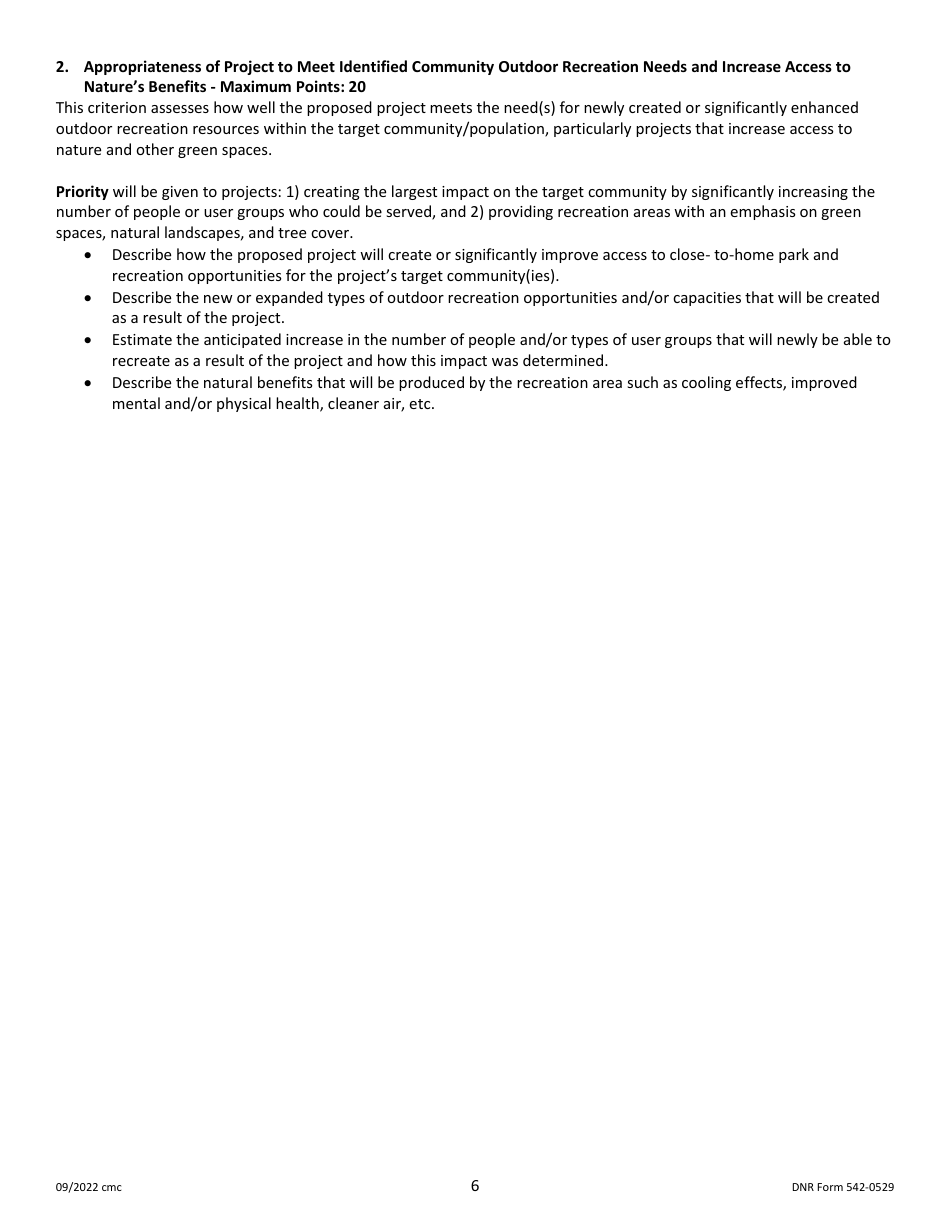 DNR Form 542-0529 Outdoor Recreation Legacy Partnership (Orlp) Program Application - Iowa, Page 6