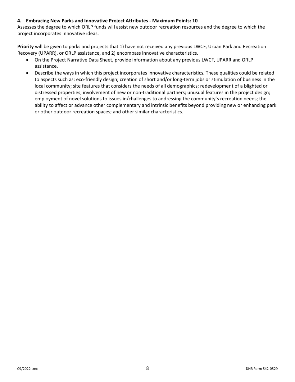 DNR Form 542-0529 Outdoor Recreation Legacy Partnership (Orlp) Program Application - Iowa, Page 8