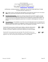 Document preview: Form 571 Appraisal Management Company Registration Form - Nevada