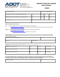 Document preview: Form 96-0605 Aircraft Dealer License Application - Arizona