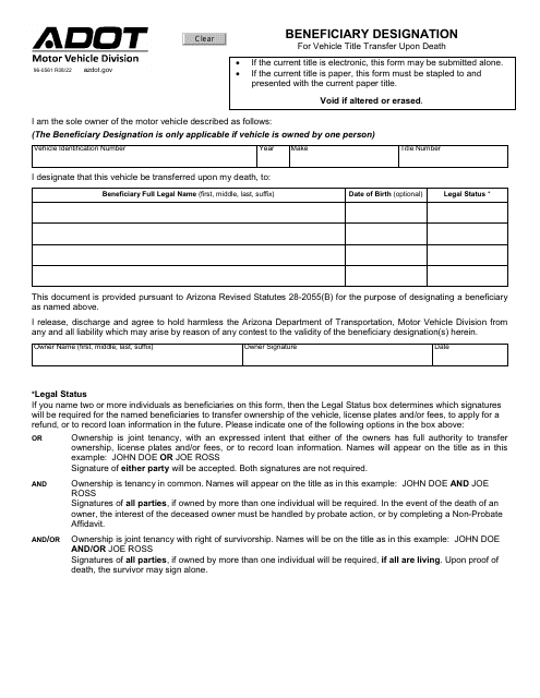 Form 96-0561  Printable Pdf