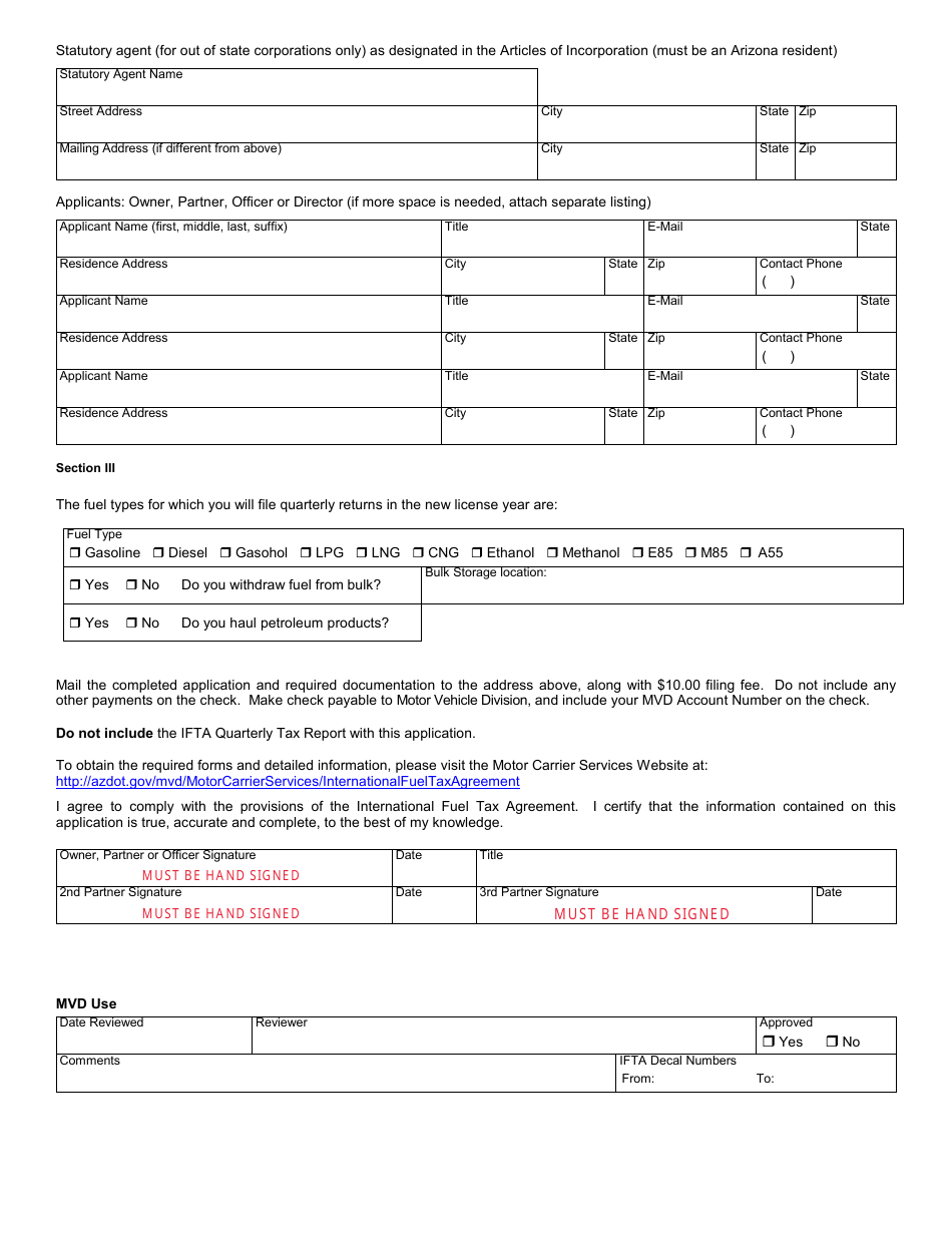 Form 96-0430 Ifta / Irp Account Changes Application - Arizona, Page 2