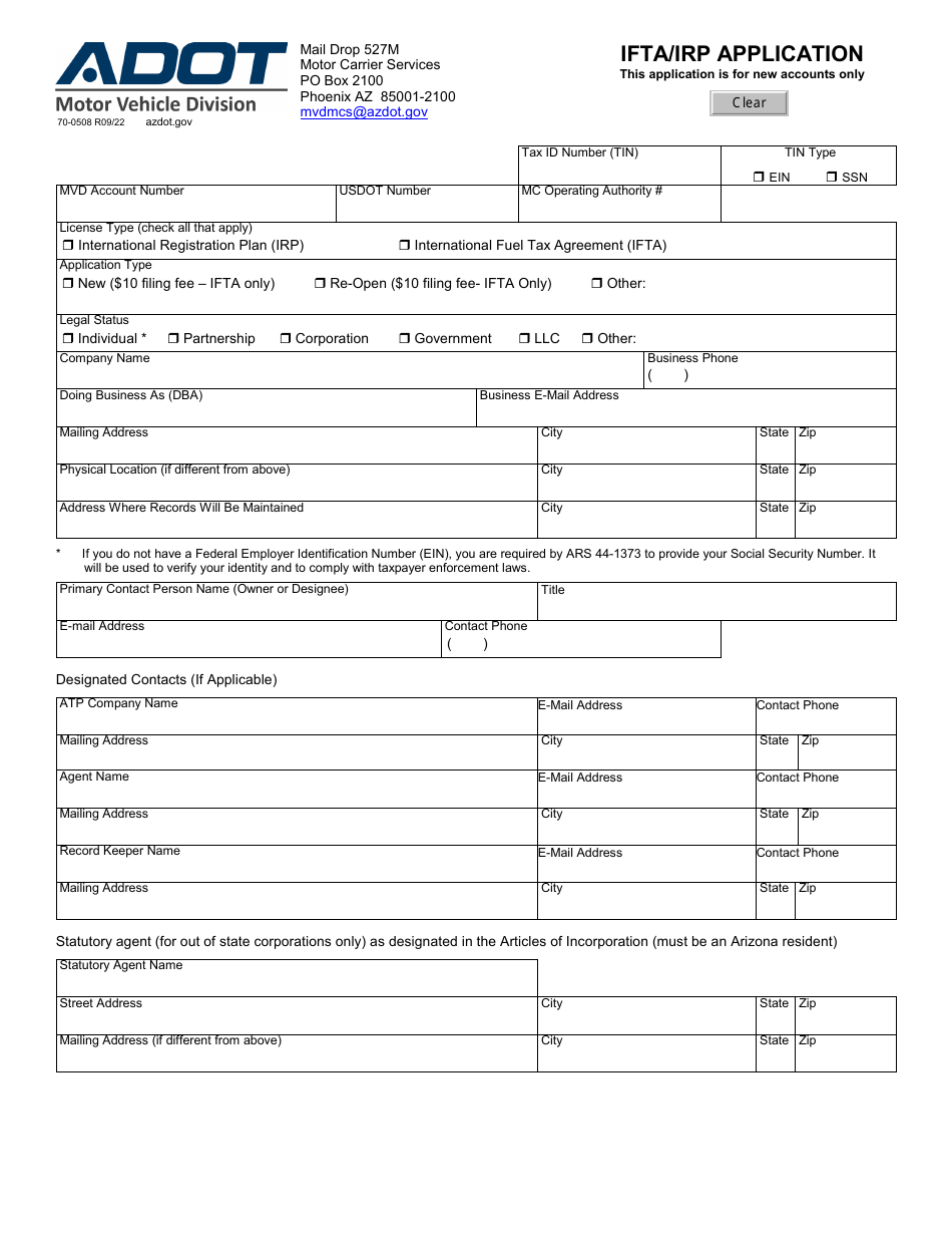 Form 70-0508 - Fill Out, Sign Online and Download Fillable PDF, Arizona ...