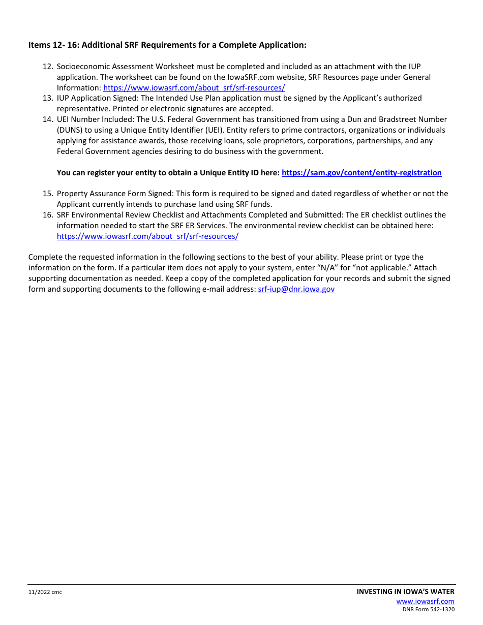 DNR Form 542-1320 Clean Water State Revolving Fund Intended Use Plan (Iup) Application - Iowa, Page 3