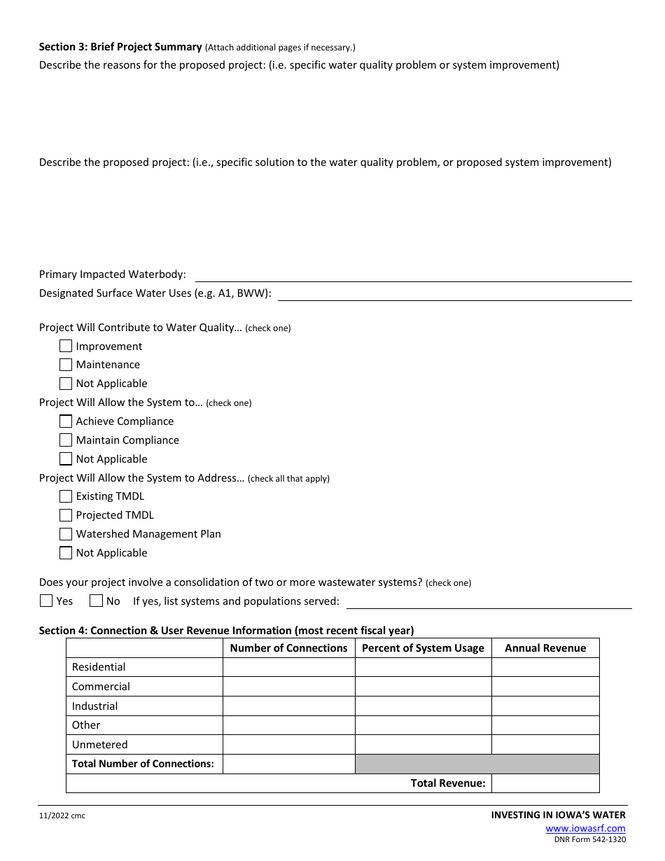 DNR Form 542-1320 Clean Water State Revolving Fund Intended Use Plan (Iup) Application - Iowa, Page 5