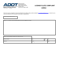 Document preview: Form 96-0577 License Plate Complaint - Arizona