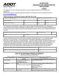 Document preview: Form 15-0706 Organization Administrator Application - Arizona