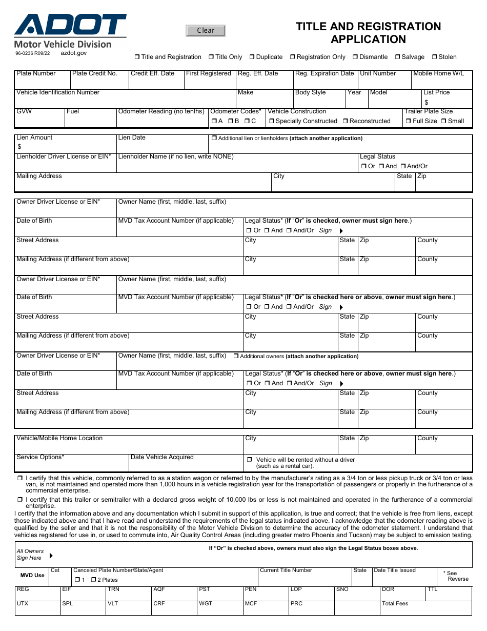 Form 96-0236 Download Fillable PDF or Fill Online Title and ...