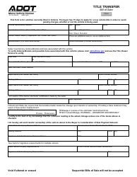 Form 38-1306 Title Transfer Bill of Sale - Arizona