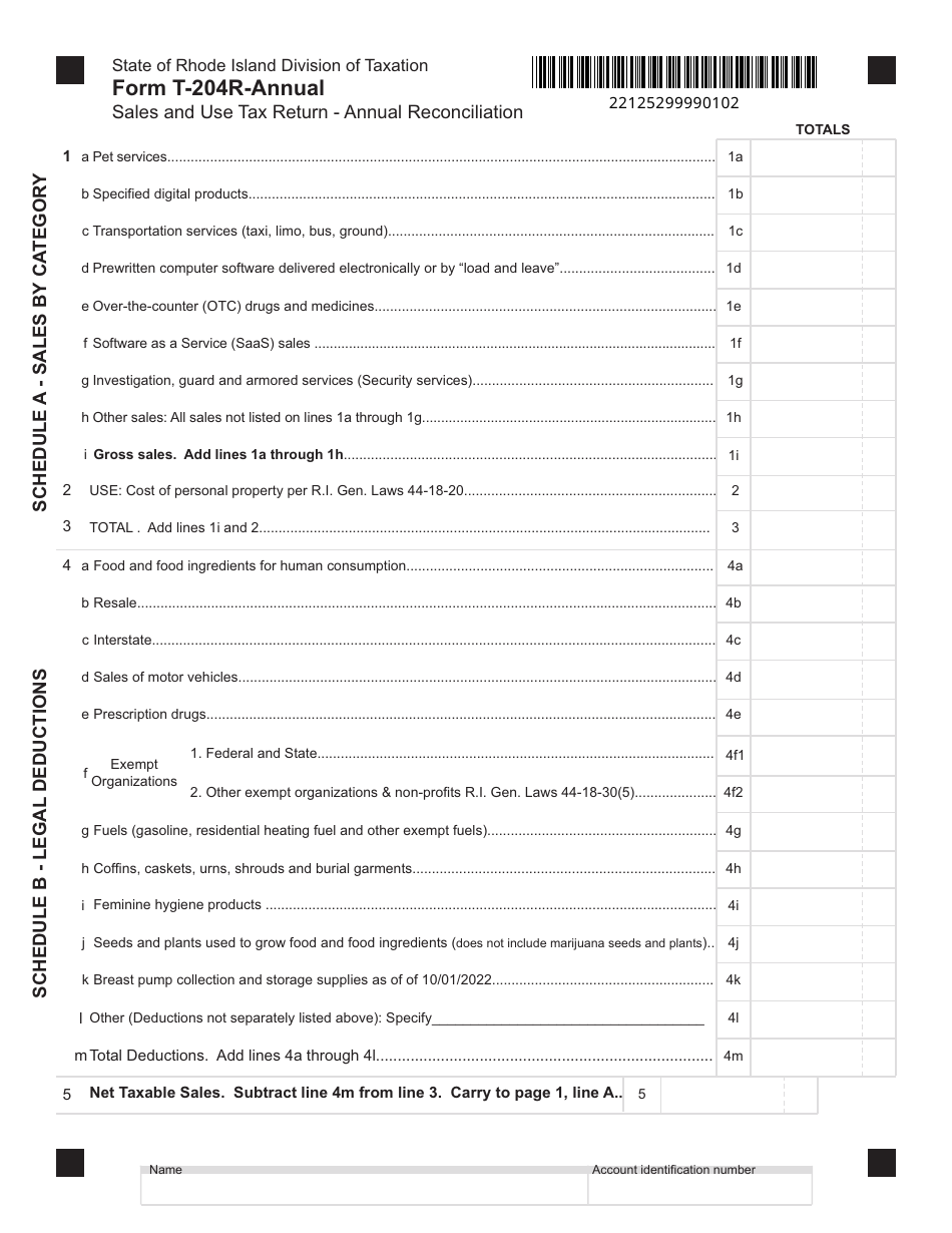 Form T-204R-ANNUAL Sales and Use Tax Return - Annual Reconciliation - Rhode Island, Page 2
