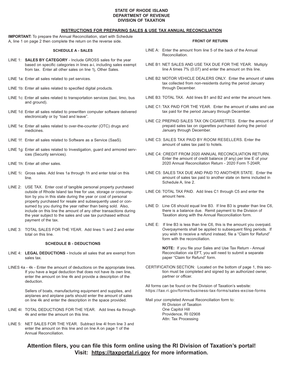 Form T-204W-ANNUAL Writers, Composers and Artists Annual Reconciliation - Rhode Island, Page 3